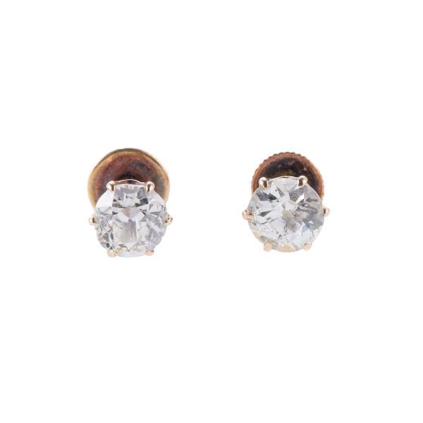 1 Carat Old Mine Diamond 14k Gold Stud Earrings (1 of 2)