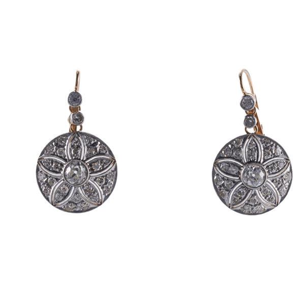 18k Gold Platinum Diamond Drop Earrings (1 of 3)