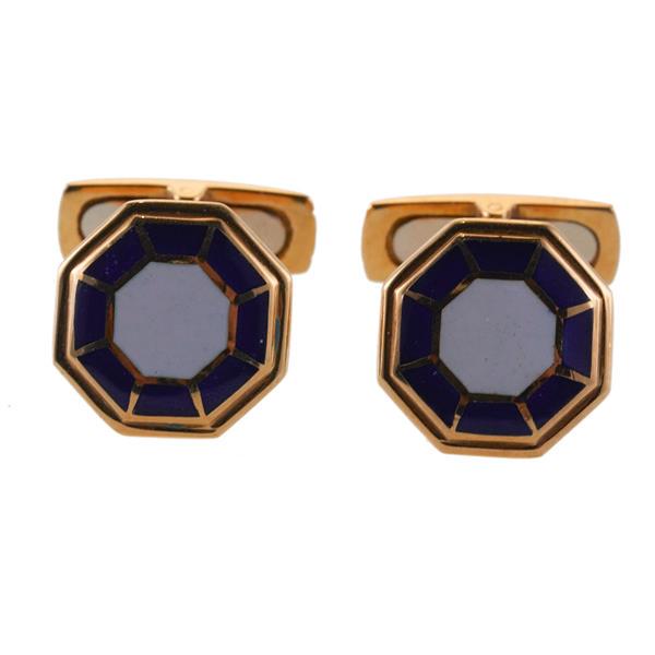 18k Gold Enamel Cufflinks (1 of 2)