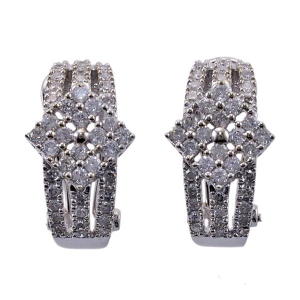 14k Gold Diamond Half Hoop Earrings (1 of 3)