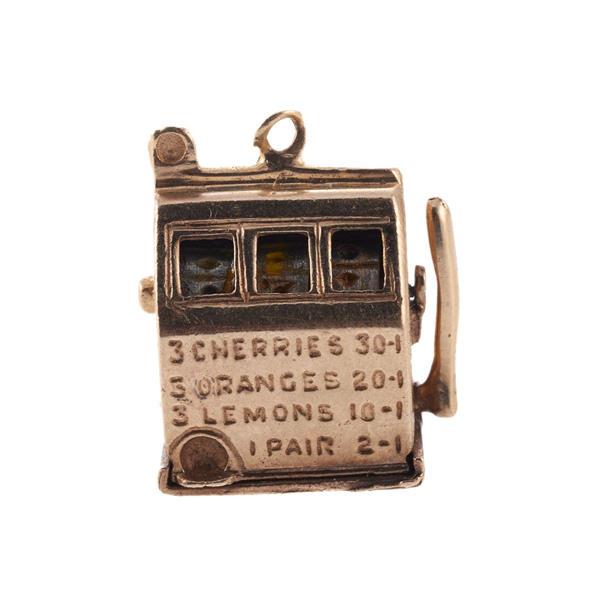 Vintage 14k Gold One Armed Bandit Slot Machine Charm (1 of 3)