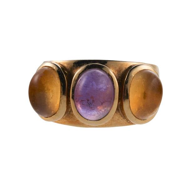 Tayma 18k Gold Citrine Amethyst Half Band Ring (1 of 4)