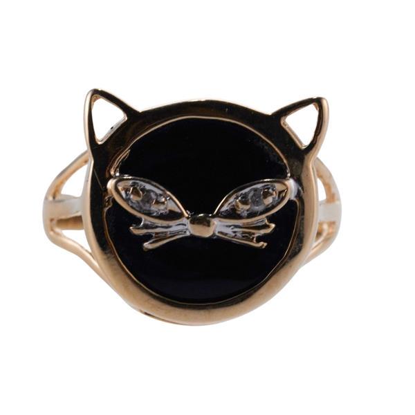 14k Gold Diamond Onyx Cat Ring (1 of 3)