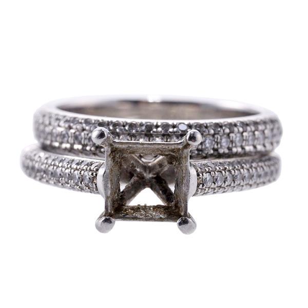 Platinum Diamond Engagement Wedding Ring Setting Set (1 of 3)