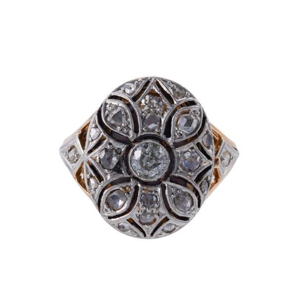 Antique 18k Gold Platinum Diamond Locket Ring (1 of 4)