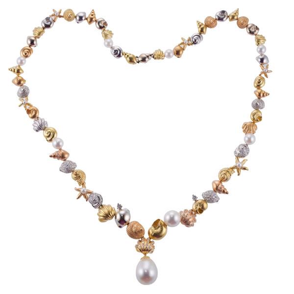 Paul Morelli 18k Tri Color Gold Diamond Pearl Shell Necklace (1 of 3)