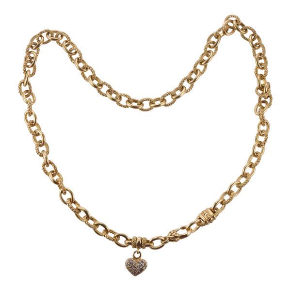 Judith Ripka 18k Gold Diamond Heart Charm Necklace (1 of 4)