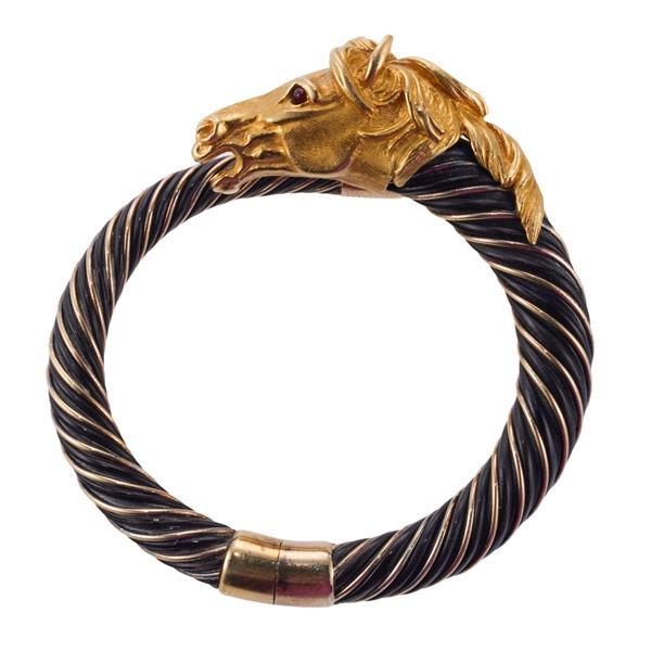 〈最終価格〉Hermes Cheval Double Head Bangle HERMES Logo Cheval Double Horse Head Bangle Bracelet Silver