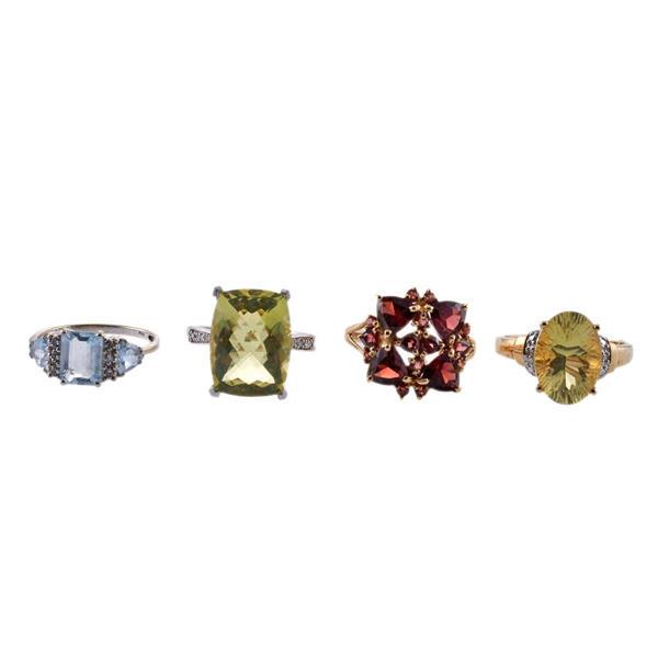 Gold Diamond Gemstone Ring Lot 4pc (1 of 2)