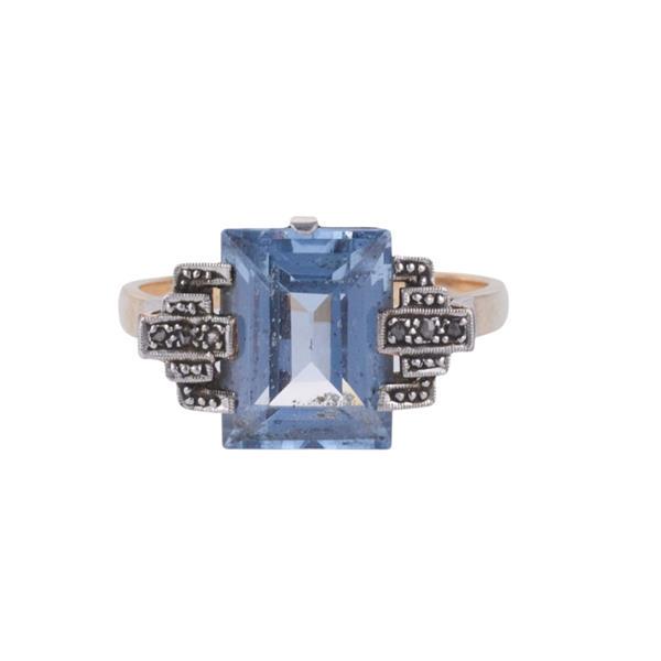 14k Gold Platinum Diamond Blue Spinel Ring (1 of 3)