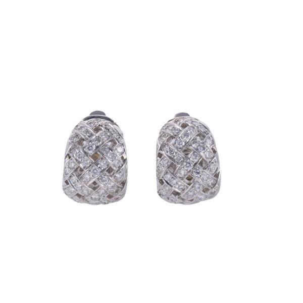 Tiffany & Co Vannerie Platinum Diamond Hoop Earrings (1 of 3)