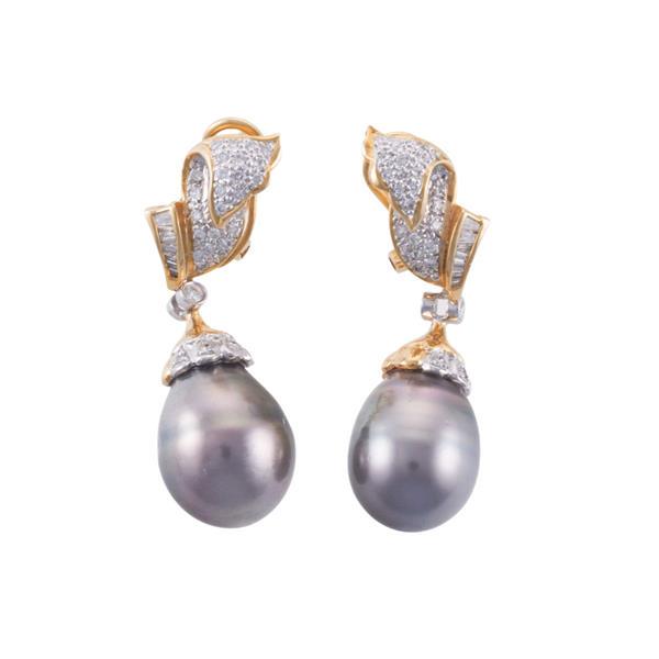 18k Gold Diamond Baroque Pearl Day Night Earrings (1 of 3)