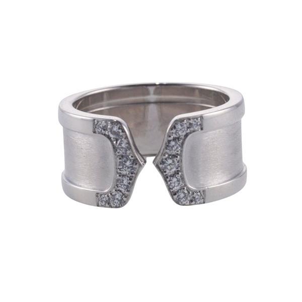 C de Cartier 18k Gold Diamond Band Ring Sz 52 (1 of 3)