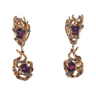 Arthur King 1970s 18k Gold Tourmaline Diamond Night & Day Earrings: METAL: 18k Gold. MEASUREMENTS: Earrings are 50mm long, bottom drops are removable. GEMSTONES: Diamonds approx. 1.00ctw. Tourmaline. MARKED: 18k King. WEIGHT: 26 grams. Gemstones have not been graded