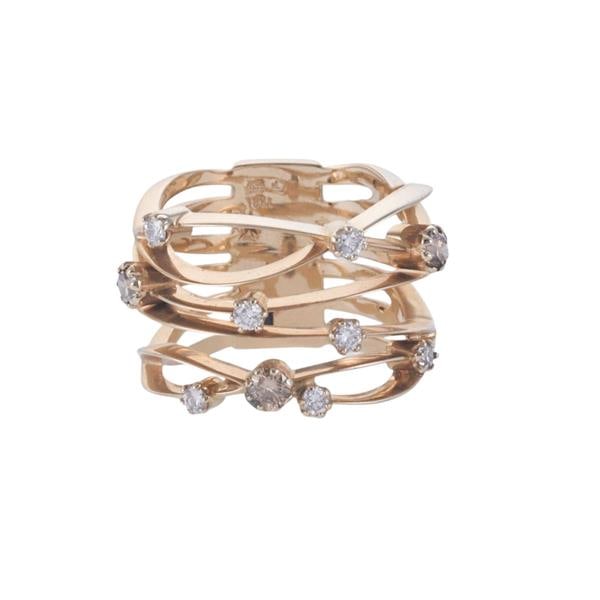 18k Gold Diamond Crossover Band Ring (1 of 4)