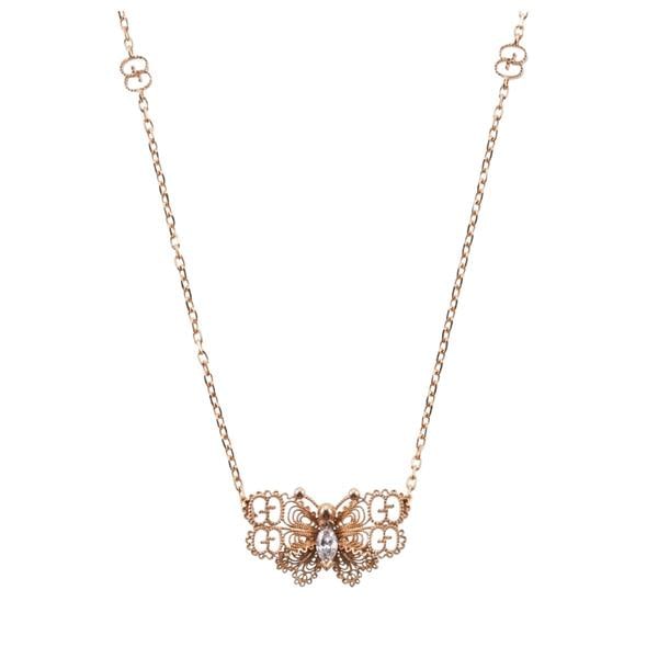 Gucci Butterfly Diamond Gold Pendant Necklace (1 of 3)