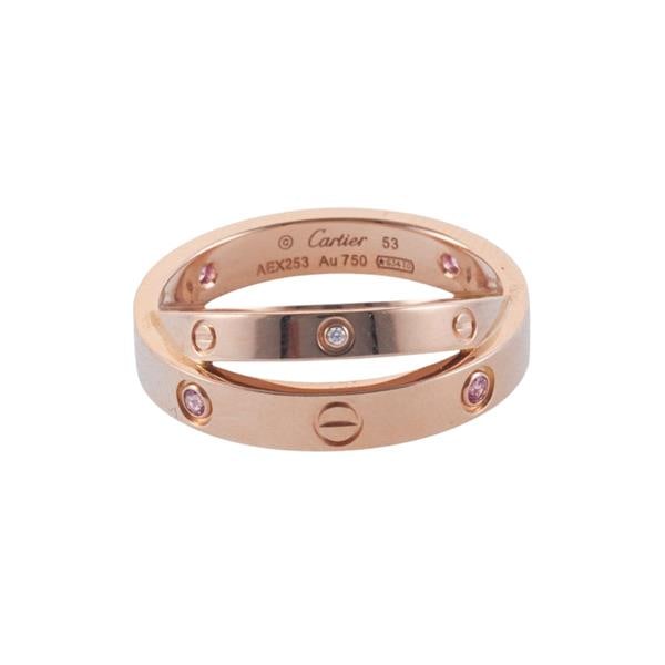 Cartier Love Diamond Sapphire 18k Rose Gold Crossover Ring (1 of 5)