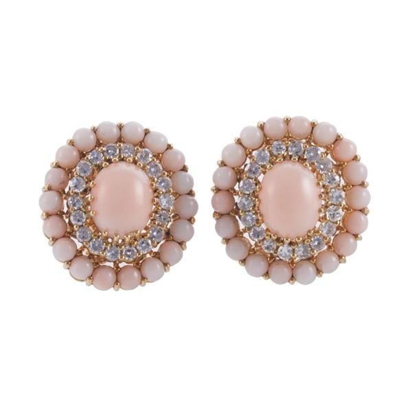 18k Gold Coral Diamond Cocktail Earrings (1 of 3)