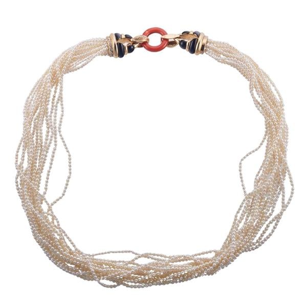 18k Gold Diamond Gemstone Pearl Multi Strand Necklace (1 of 4)