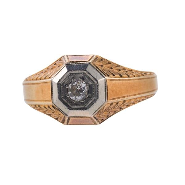 Antique 14k Gold Platinum Diamond Ring (1 of 3)