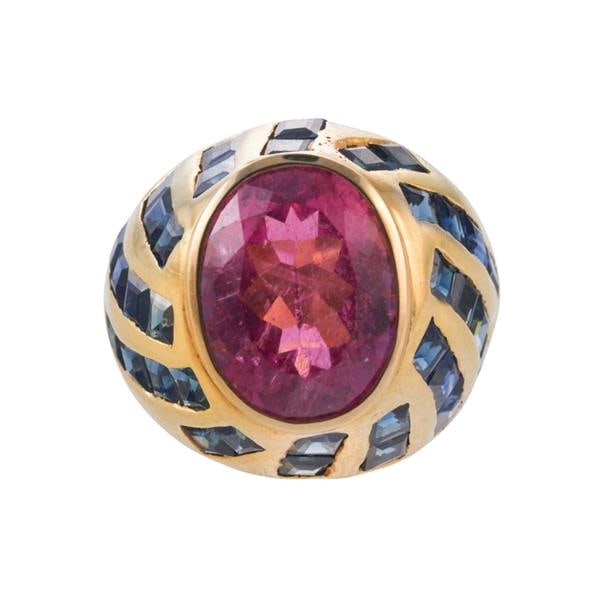 18k Gold Pink Tourmaline Sapphire Ring (1 of 4)