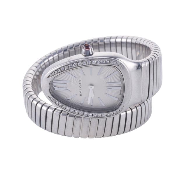 Bvlgari Bulgari Tubogas Serpenti Diamond Steel Wrap Bracelet Watch SP35S (1 of 4)