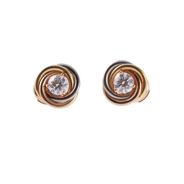 Cartier Trinity 18k Gold Diamond Stud Earrings (1 of 3)