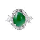 18k Gold Diamond Jade Ring