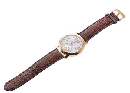 Chopard Happy Sun 18k Gold Diamond MOP Watch 4176: METAL: 18k Gold. MEASUREMENTS: Case 40mm, with Chopard 18k gold buckle and non original band. Mother of pearl dial with 3 signature floating diamonds. Comes with COA, box and setting key. MOVEMENT: Qu