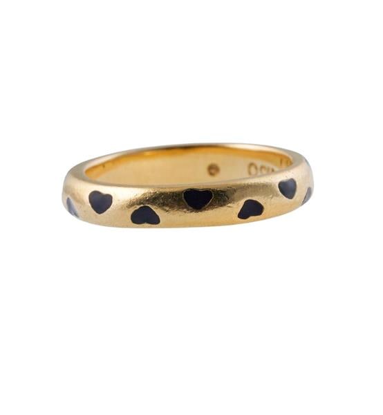 Hidalgo 18k Gold Enamel Heart Band Ring Auction