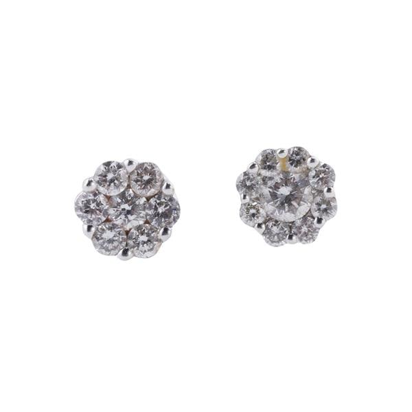 14k Gold Diamond Floral Stud Earrings (1 of 2)