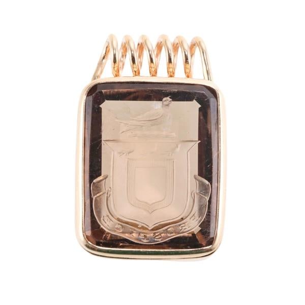 14k Gold Smoky Quartz Intaglio Pendant (1 of 4)