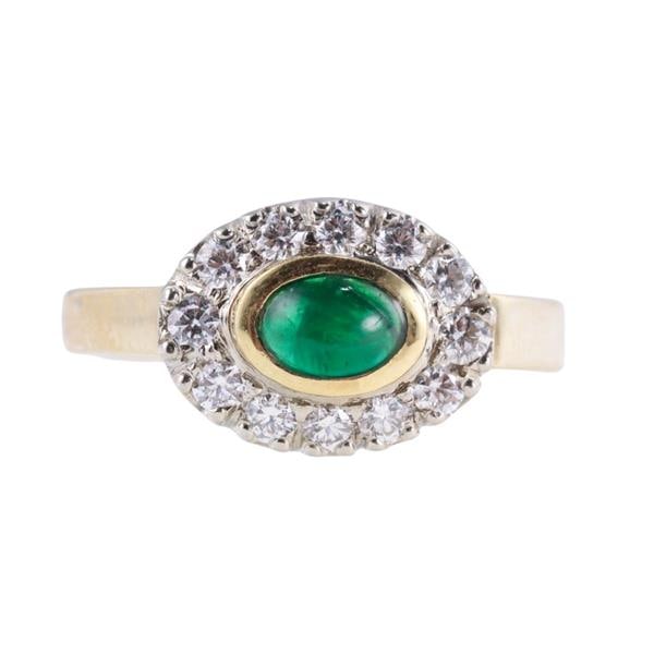 18k Two Tone Gold Diamond Emerald Ring (1 of 5)