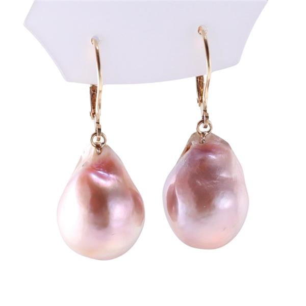 14k Gold Baroque Pearl Drop Earrings: METAL: 14k Gold. GEMSTONES: Baroque pearls. MEASUREMENTS: Earrings are 38mm x 14mm. MARKED: 14k. WEIGHT: 11.5 grams.Gemstones have not been graded for color and clarity, and tested for clarity and col
