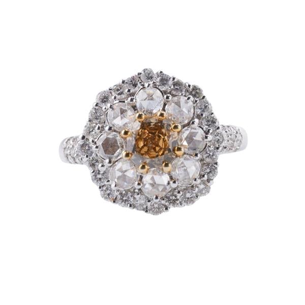 18k Gold Fancy Diamond Cluster Ring (1 of 4)