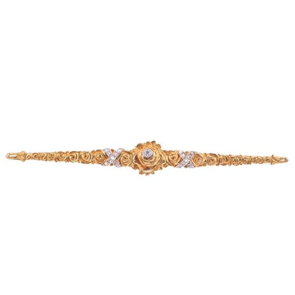 Antique Art Nouveau 18k Gold Diamond Bar Brooch (1 of 4)