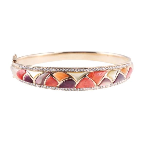 Kabana 14k Gold Multi Color Spiny Oyster MOP Bangle Bracelet (1 of 4)