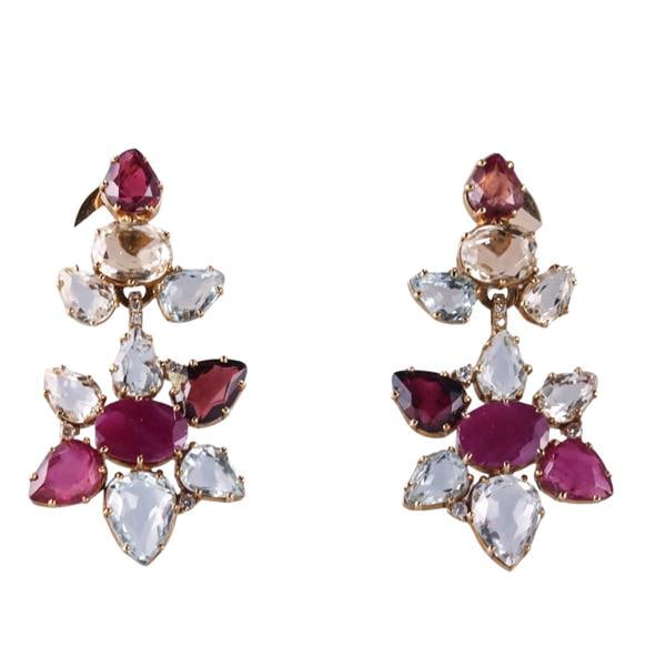 Diane Von Furstenberg by H. Stern 18k Gold Aquamarine Tourmaline Earrings (1 of 3)