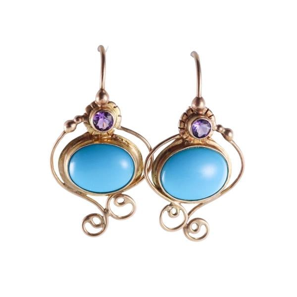 14k Gold Turquoise Amethyst Earrings (1 of 3)