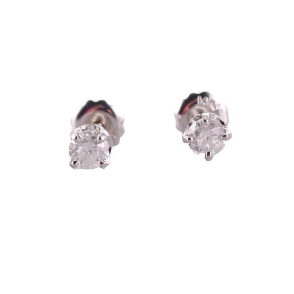 14k Gold Diamond Stud Earrings: METAL: 14k Gold. GEMSTONES: Diamonds approx. 0.60ctw. MEASUREMENTS: Earrings are 5mm x 5mm. MARKED: 14k on backs. WEIGHT: 1.2 grams.Gemstones have not been graded for color and clarity, and tested for