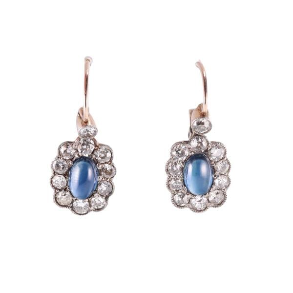 14k Gold Sapphire Diamond Cluster Earrings (1 of 2)