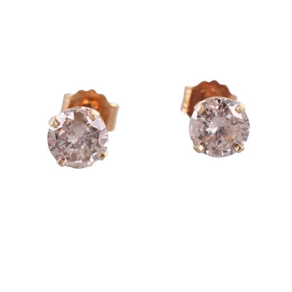 14k Gold Diamond Stud Earrings: METAL: 14k Gold. GEMSTONES: Diamonds approx. 0.87ctw. MEASUREMENTS: Earrings are 5.5mm x 5.5mm. MARKED: 585 14k. WEIGHT: 0.90 gram.Gemstones have not been graded for color and clarity, and tested for