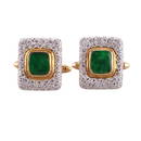 18k Two Tone Gold Diamond Jade Cufflinks