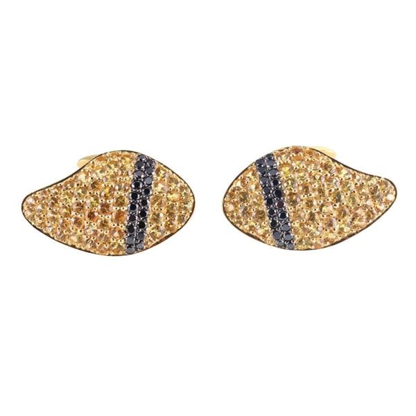 18k Gold Yellow Sapphire Black Diamond Cufflinks (1 of 3)