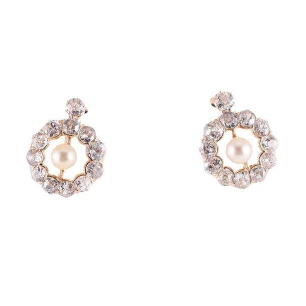 18k Gold Diamond Pearl Earrings (1 of 4)