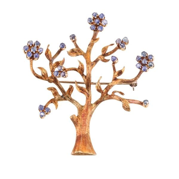 Cartier Vintage Italy 18k Gold Sapphire Brooch Pin: METAL: 18k Gold. GEMSTONES: Sapphire. MEASUREMENTS: Brooch is 50mm x 47mm (stem is not original). MARKED: Cartier Italy Kt18. WEIGHT: 11.7 grams.Gemstones have not been graded for color and clarity, a