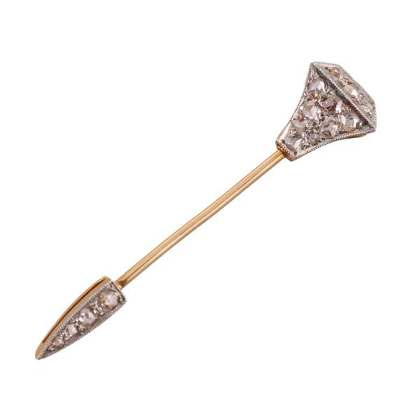 Antique 18k Gold Platinum Diamond Jabot Pin (1 of 2)