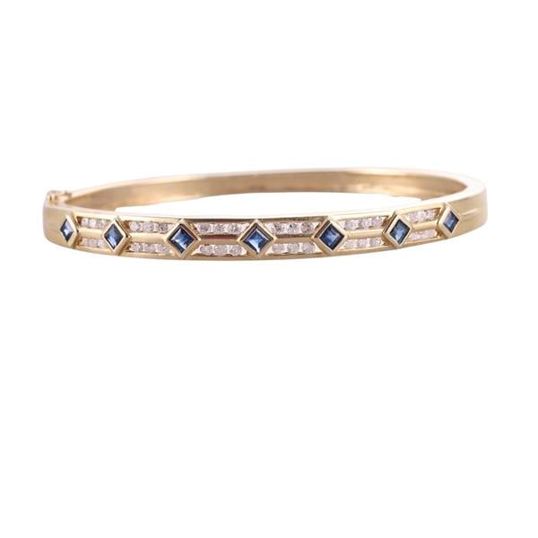 14k Gold Diamond Sapphire Bangle Bracelet (1 of 3)