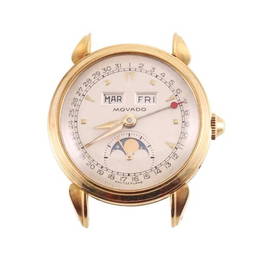 Movado 1960s 18k Gold Moonphase Triple Date Calendar Watch