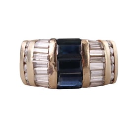 14k Gold Diamond Sapphire Ring